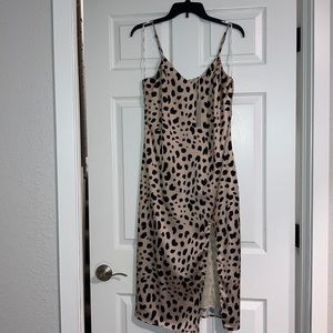 VICI Satin Leopard Slit Dress (NWT-M)